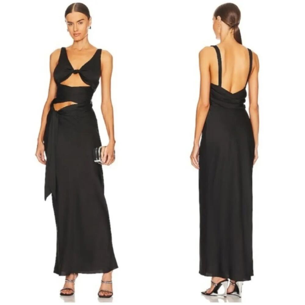 GUIZIO Wrapped Maxi Dress in Black